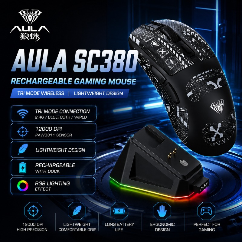 Souris de jeu AULA SC380, troi - Esports Gaming Mouse Wireless avis et prix